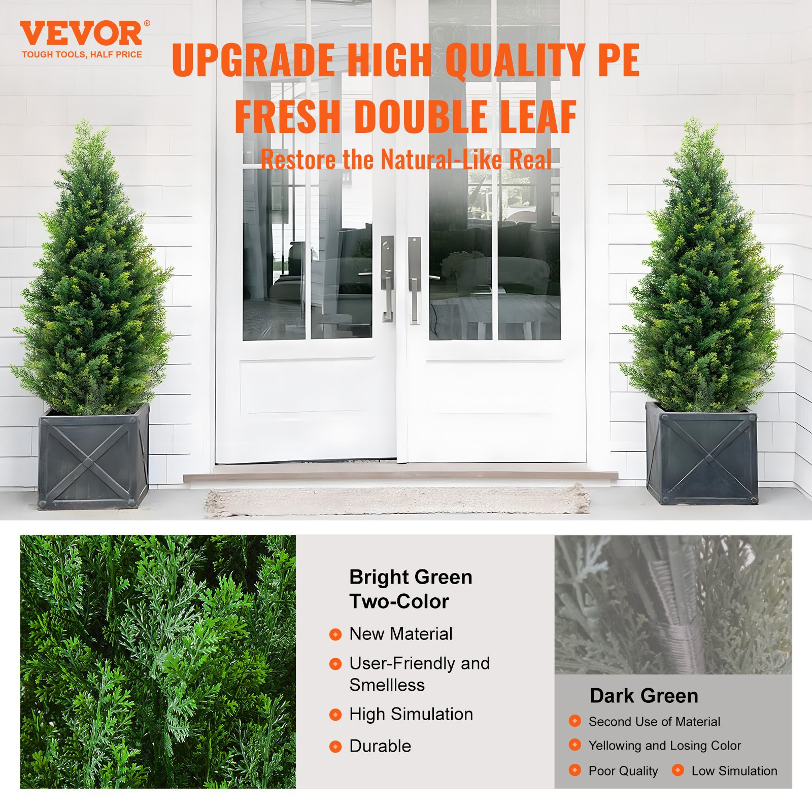 VEVOR Artificial Cedar Topiary Tree, 36 inch Tall (2 Pieces), with Extra Leaves