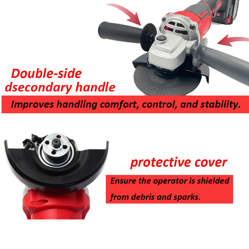 Brushless Cordless Angle Grinder with 21V Battery Charger & Cutting Disc Power