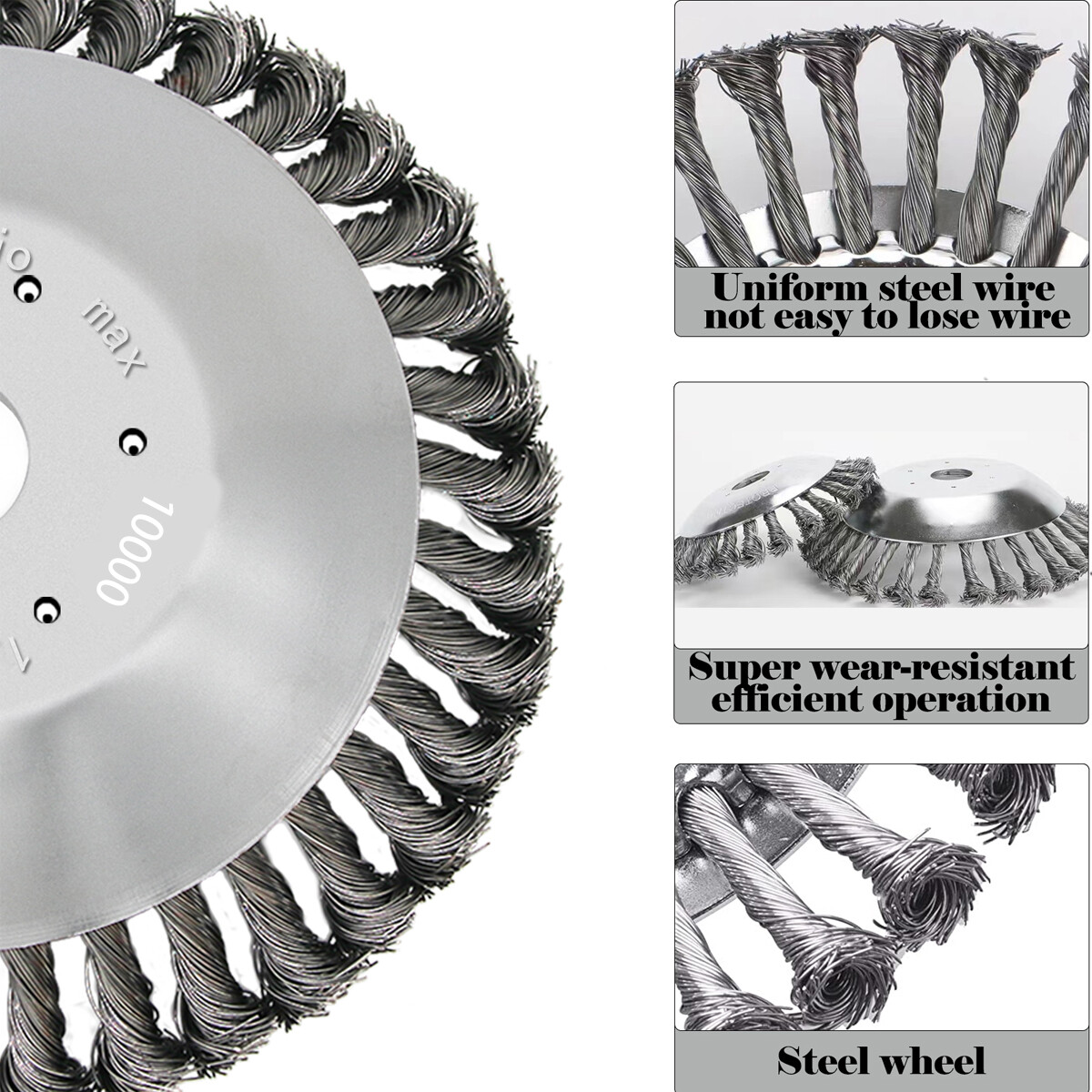NEW 8inch Steel Wire Wheel Brush Cutter Weed Eater Trimmer Head with Adapter Kit