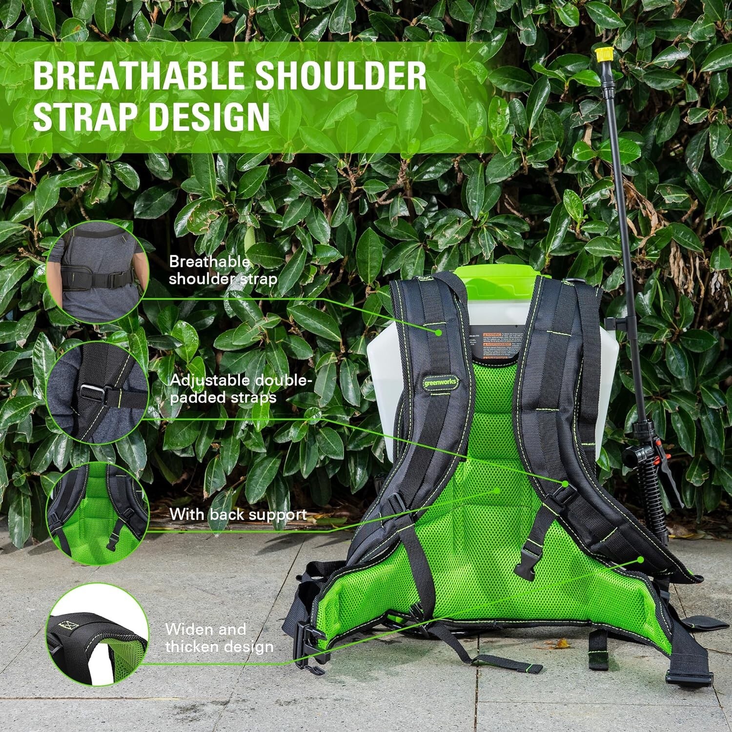 Greenworks 24V BackPack Sprayer 4-Gallon 5 Tips, Battery/Charger Not Included