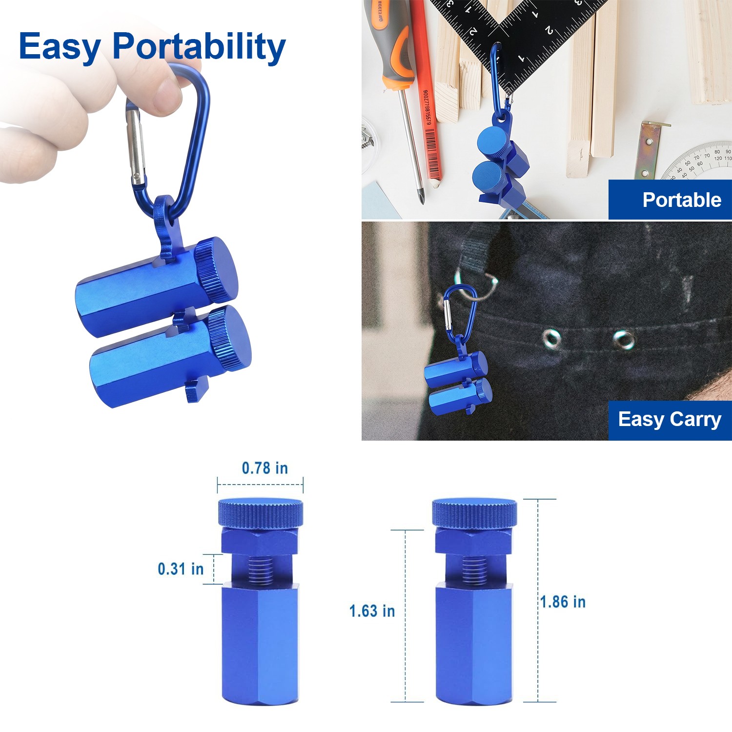 Tall Stair Gauges for Framing Square with Holder&Carabiner Knobs,Versatile Circu