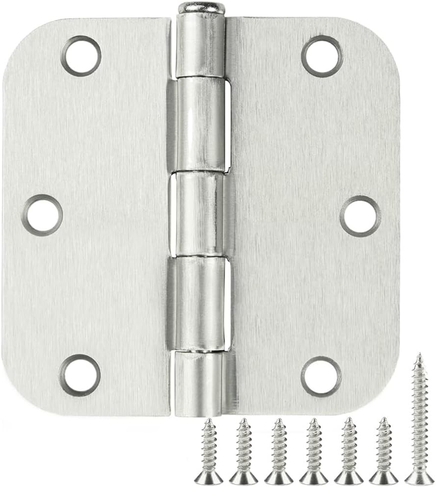 30 Pack 3.5″ Matte Black Door Hinges Interior Residential 5/8 Radius Round Corne