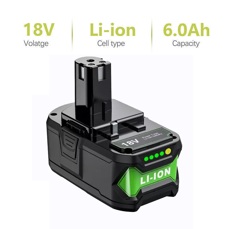 For RYOBI P108 18V One+ Plus High Capacity Battery 18 Volt Lithium-Ion New 6.0AH