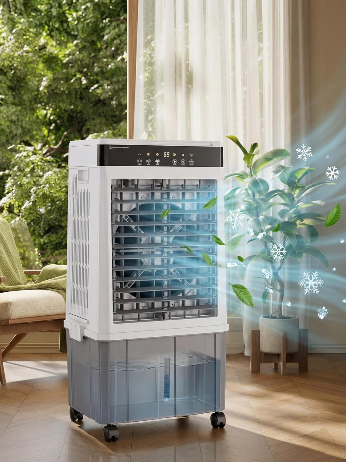 2026 Upgraded 3000 CFM Swamp Cooler, Evaporative Air Cooler with 6 Gal Detachabl