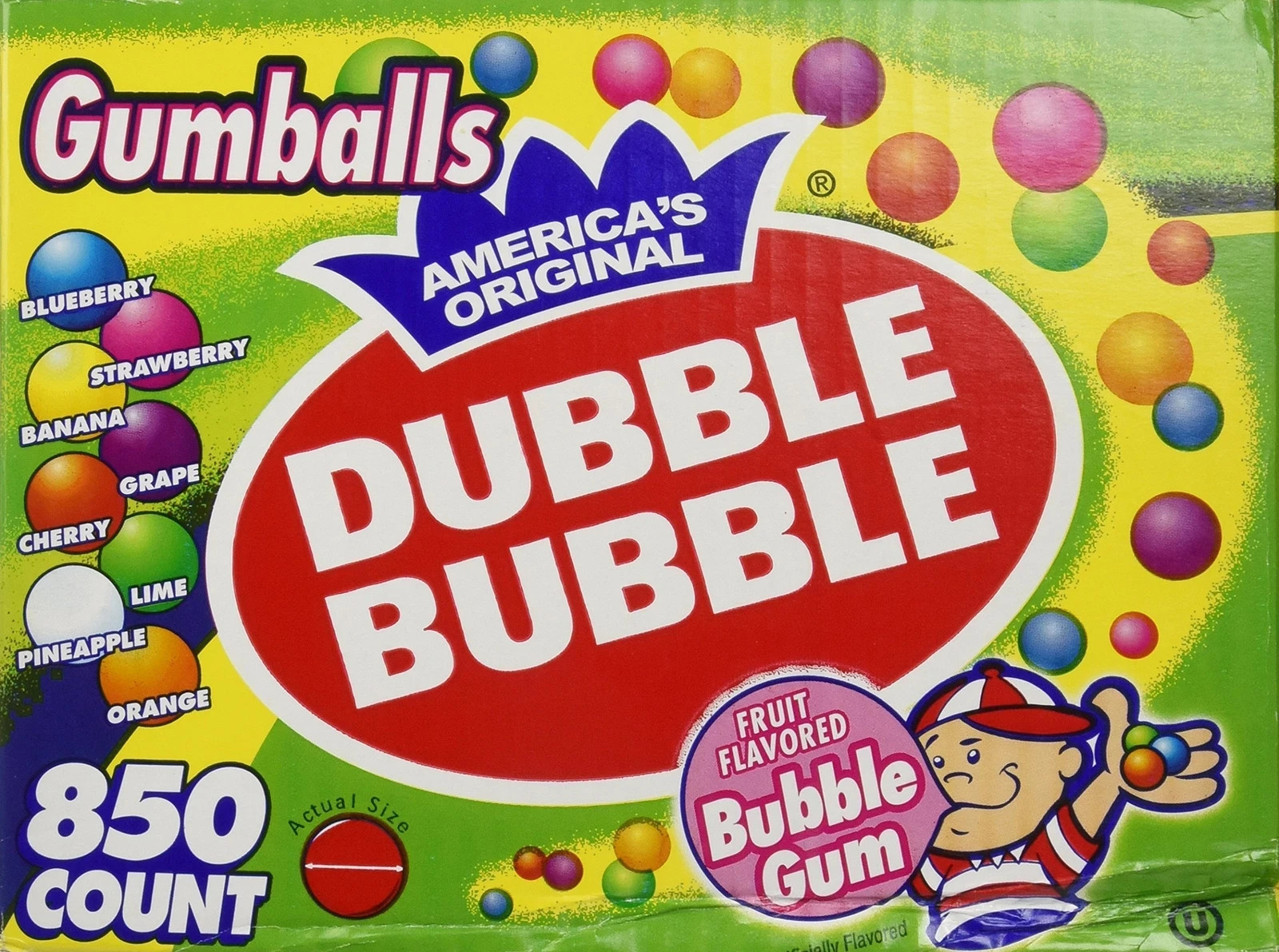 Dubble Bubble-Gumballs 1″ in Diameter Variety Pack, 850 Gumballs