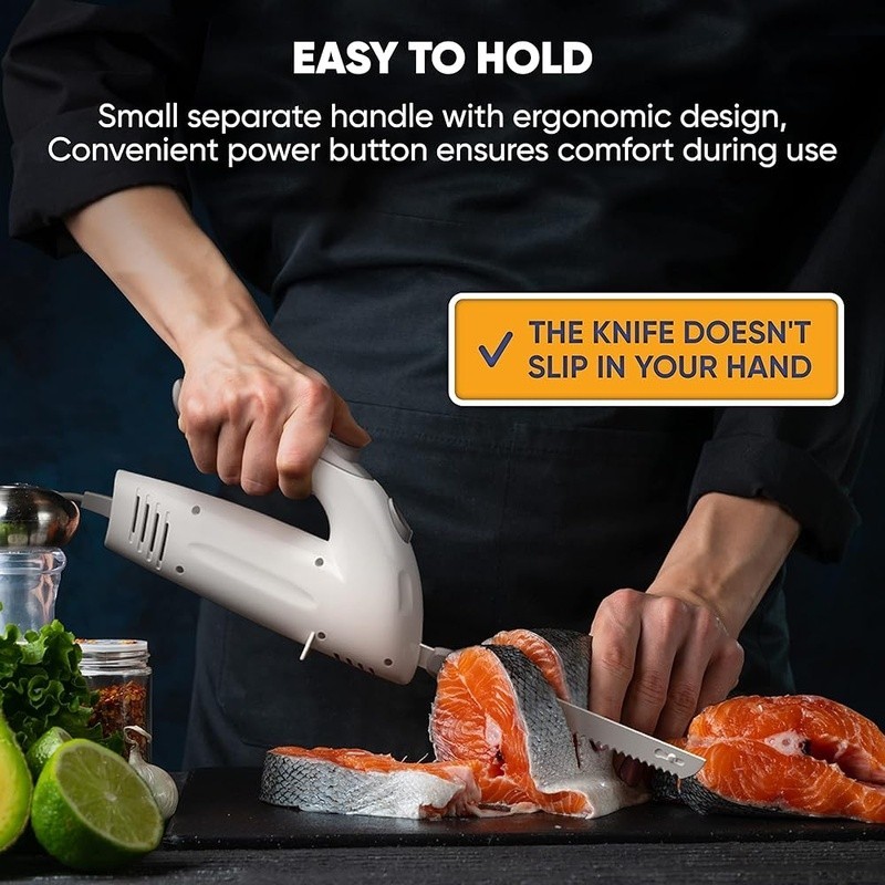 Electric Carving Knife Easy Slicing Ergonomic Dual Safety Lock Meat Bread Set US