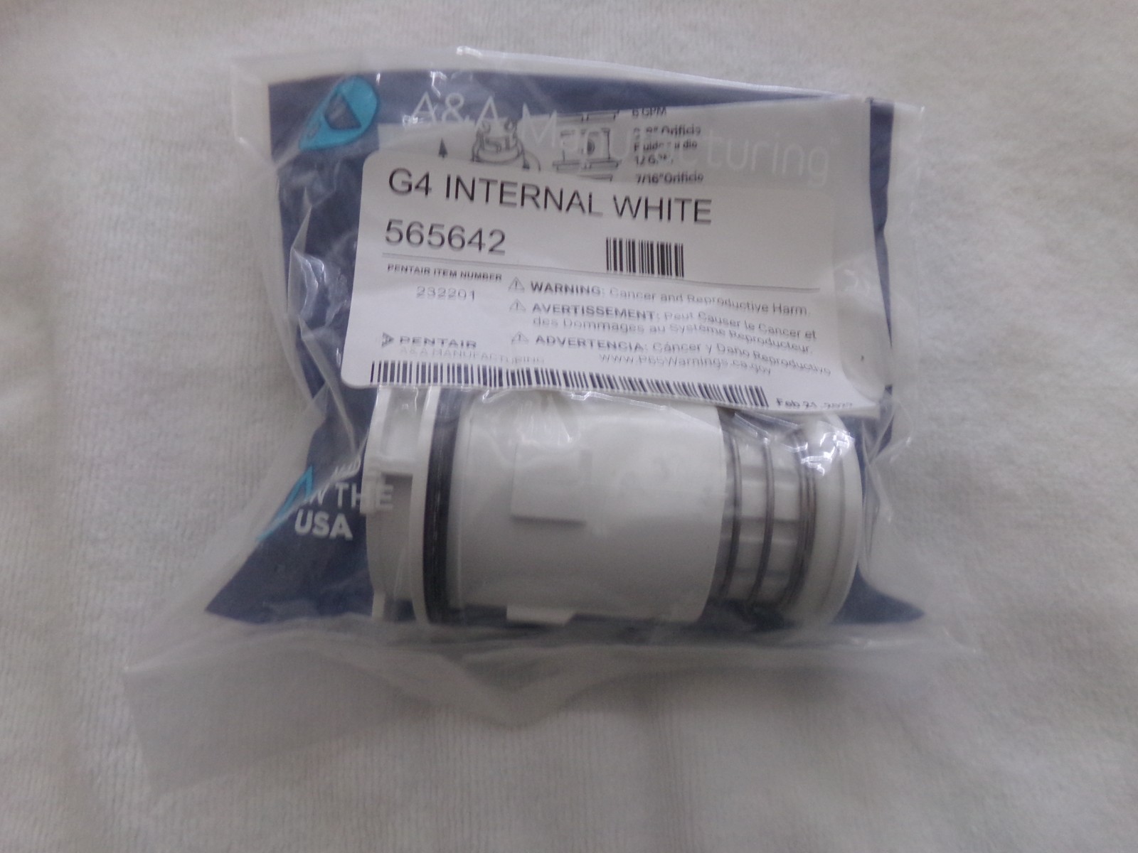 Cleaning Head, A&A Manufacturing Gamma 4 Internal White, Low Flow Cleaning Head