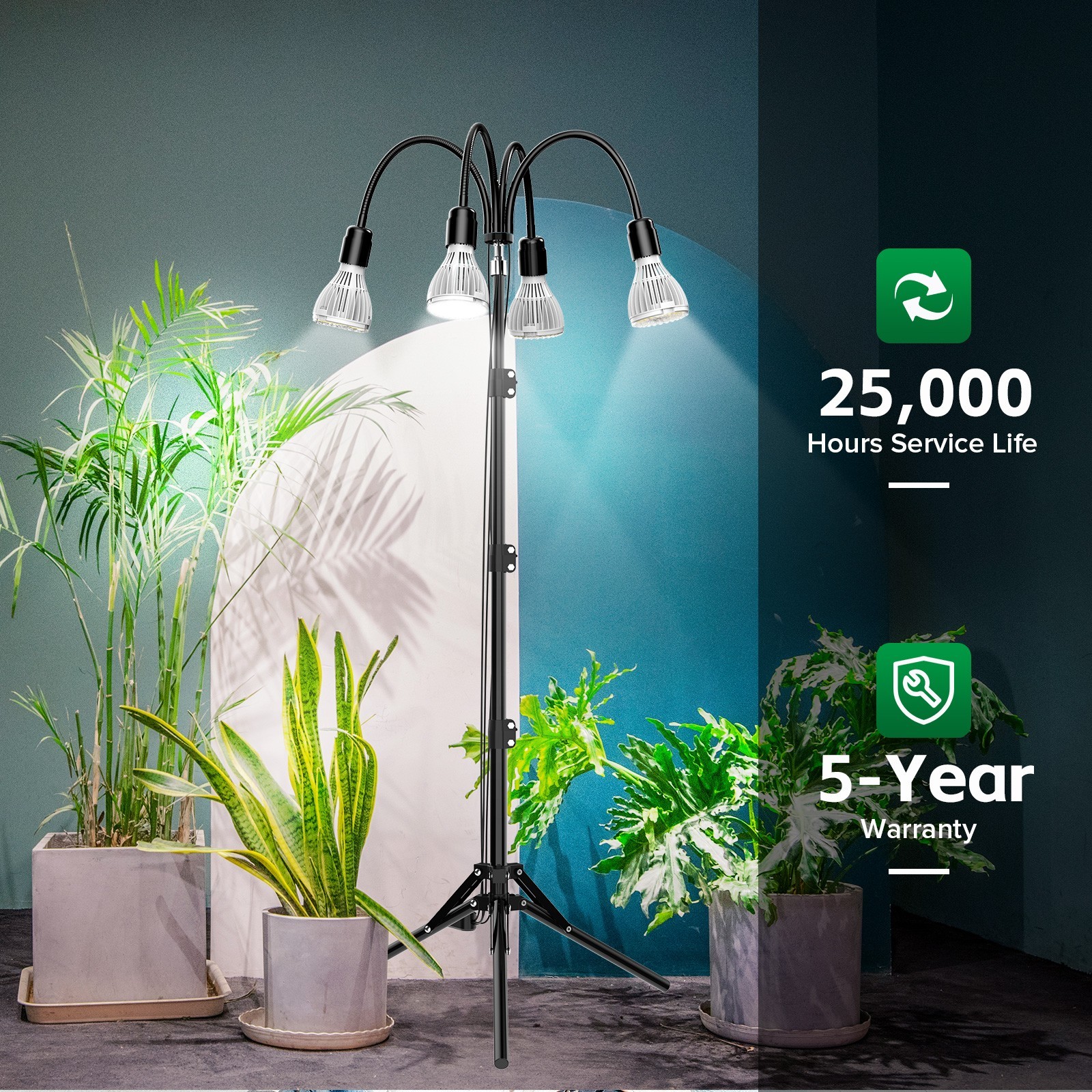 90W/120W SANSI LED Grow Lights with Tripod Stand Full Spectrum House Plant Light