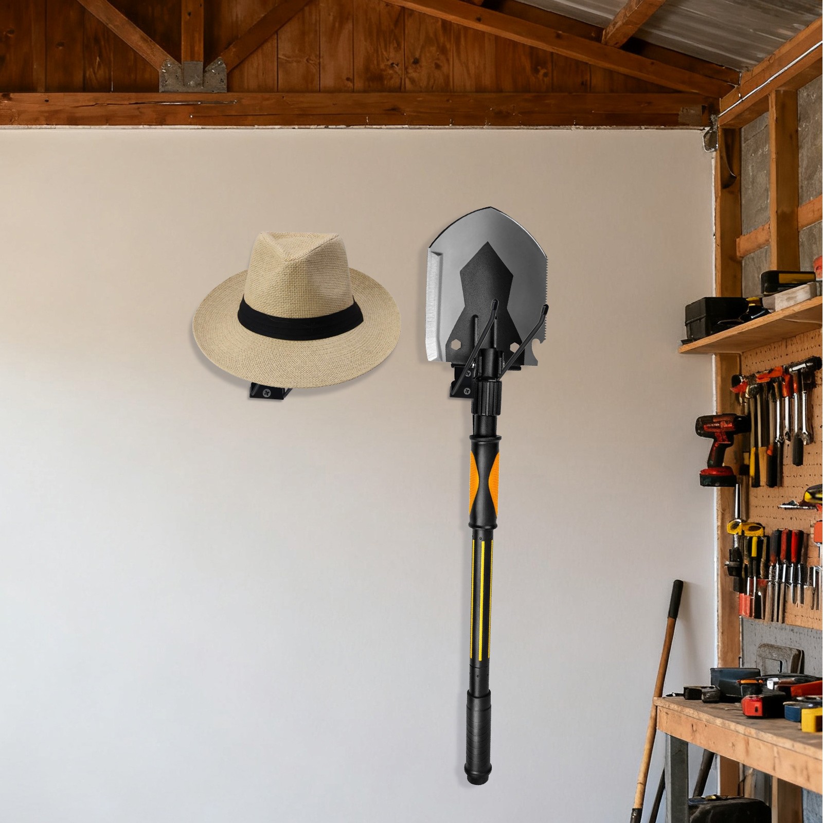 2PCS Heavy Duty Wall Mount Tool Hooks Steel Storage Rack Garage Garden Organizer