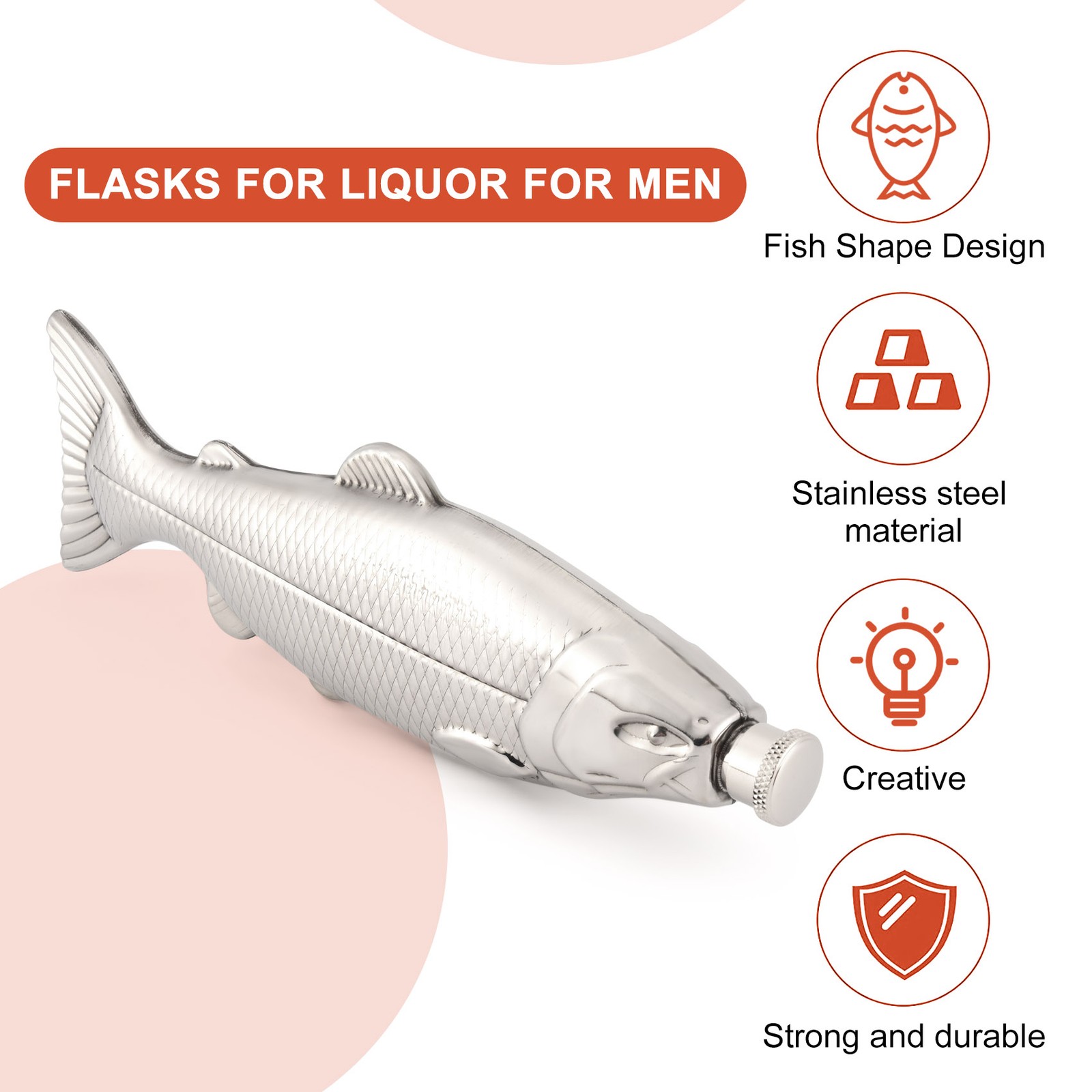 1 Set Fish-Shape Hip Flask 5Oz Bottle Flask Stainless Steel Party8822