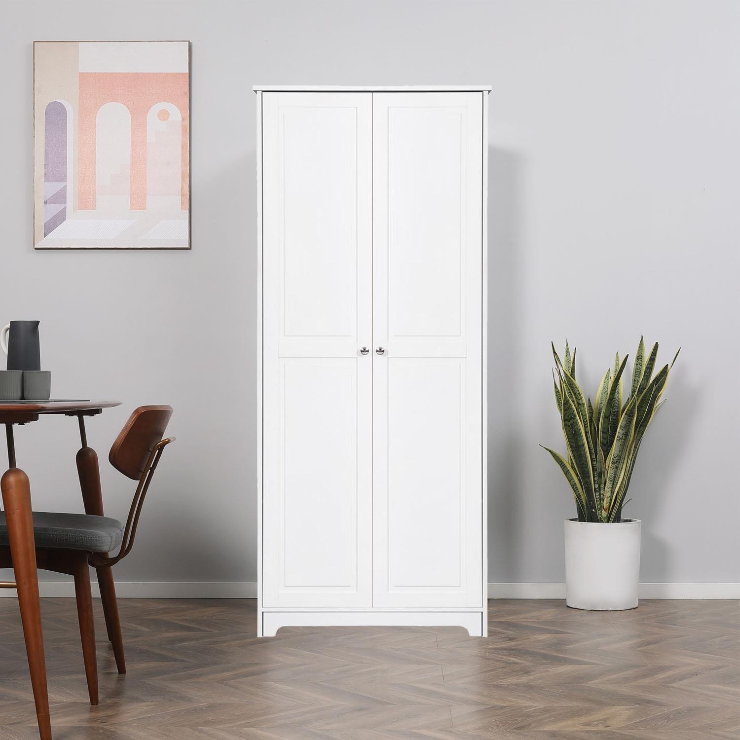 72”H Freestanding Storage Pantry Utility Cabinet 2 Door and 5 Shelves Organizer