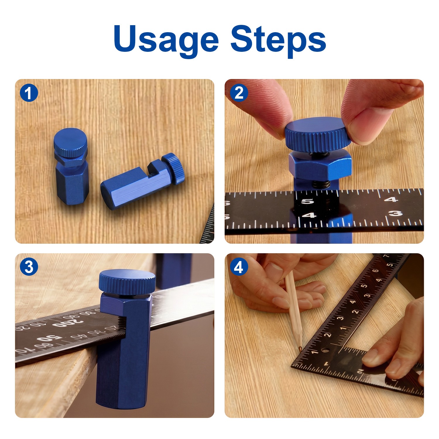 Tall Stair Gauges for Framing Square with Holder&Carabiner Knobs,Versatile Circu