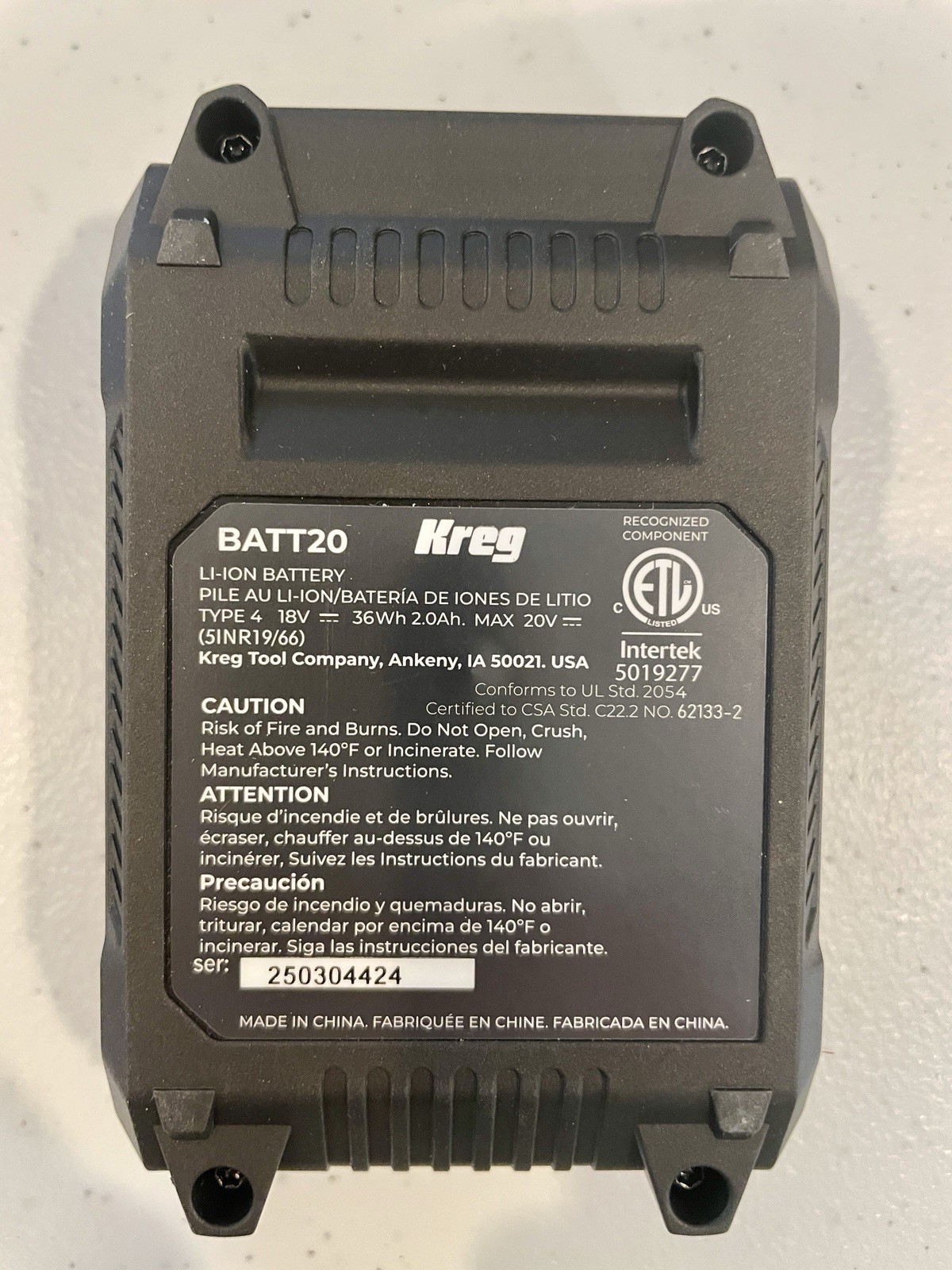 Kreg 20V Ionic Drive 1/2″ Compact Drill, 20V Blue Ion Charger & 2Ah Battery Pack