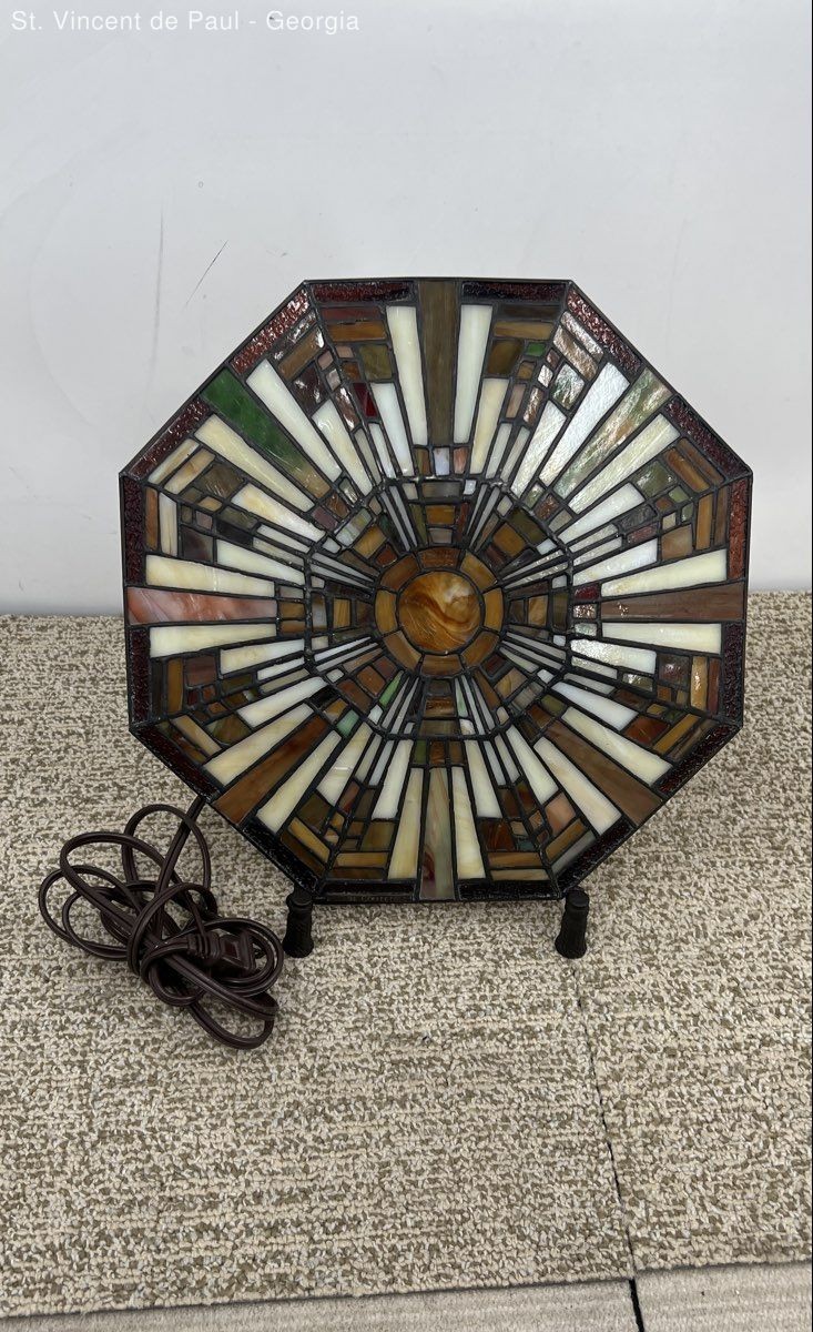 Vintage Quoizel Collecible 13 in Octagon Art Deco Lamp Excellent Condition Read