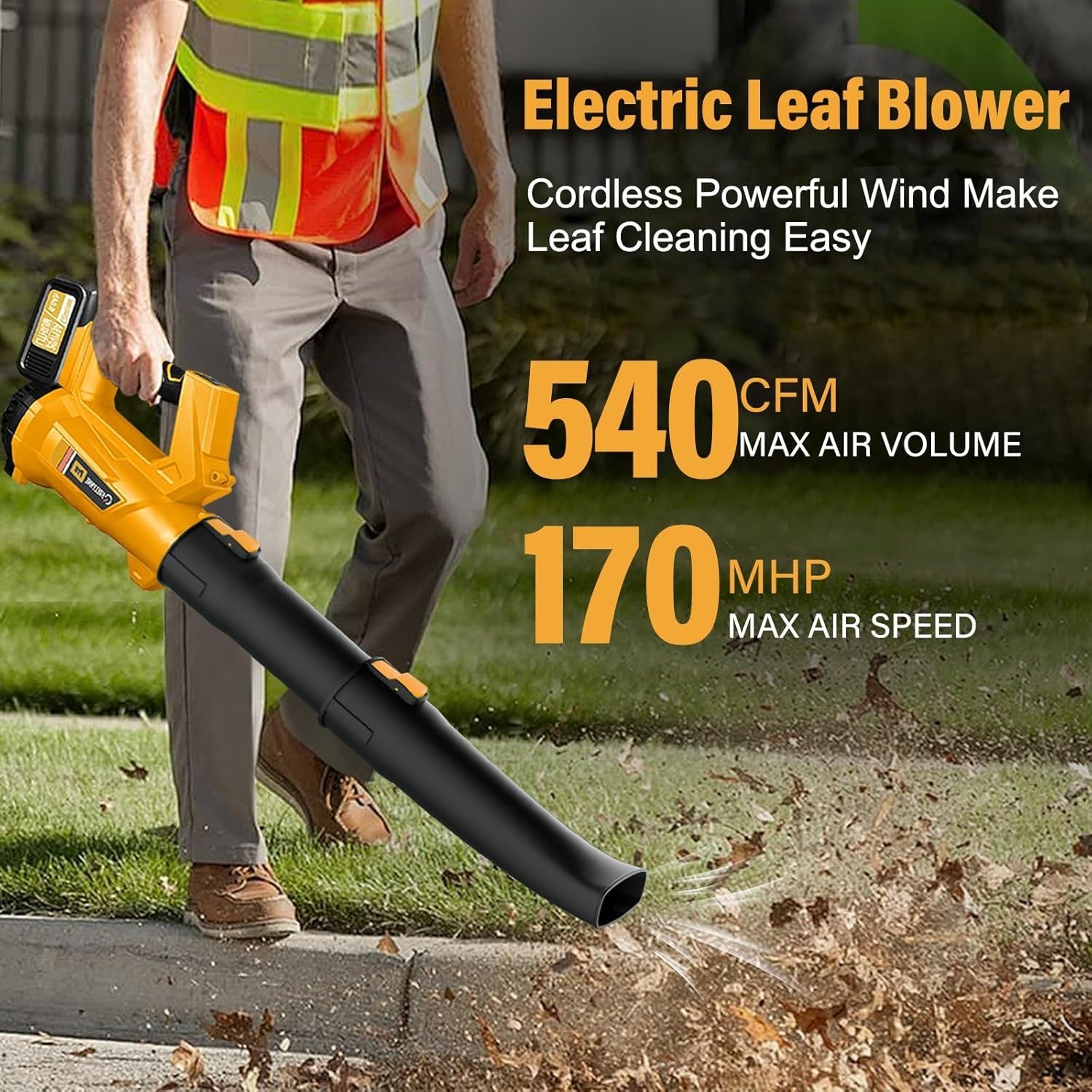 Leaf Blower Cordless, 20V Powerful Electric Leaf Blower with 2 Battery and Charg