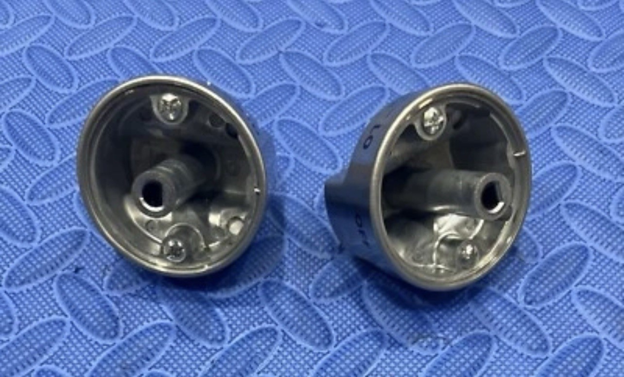 WOLF STAINLESS”plastic/metal”KNOB SET (7pc) FOR GR366 RANGES, C-pics & desc