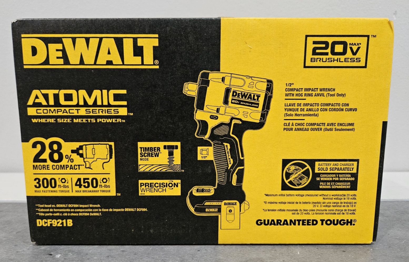 DeWALT 20V 1/2″ Compact Impact Wrench Brushless Atomic Hog Ring 20 Volt DCF921B
