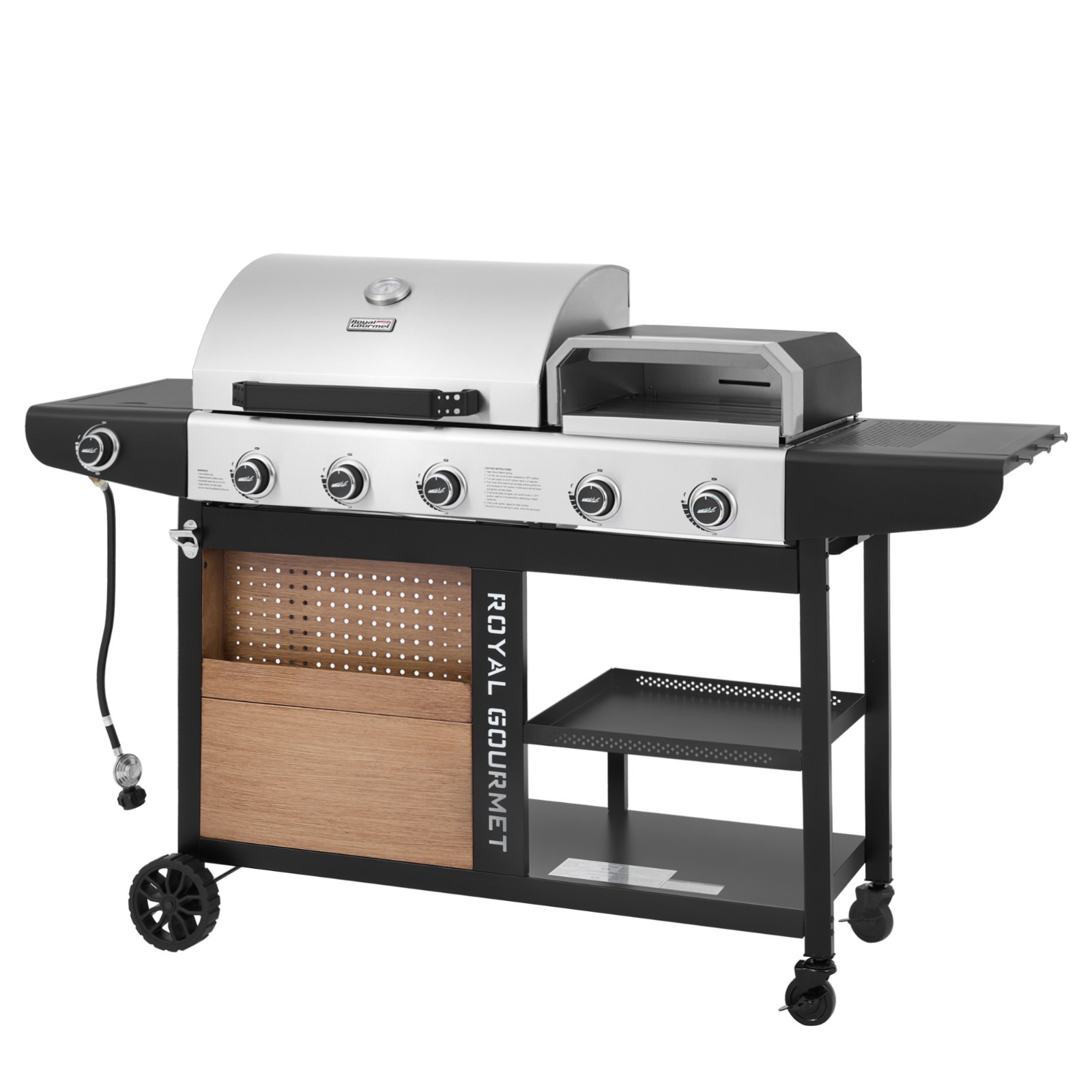 Royal Gourmet Premium Gas Grill and Pizza Oven Combo, with Side Burner