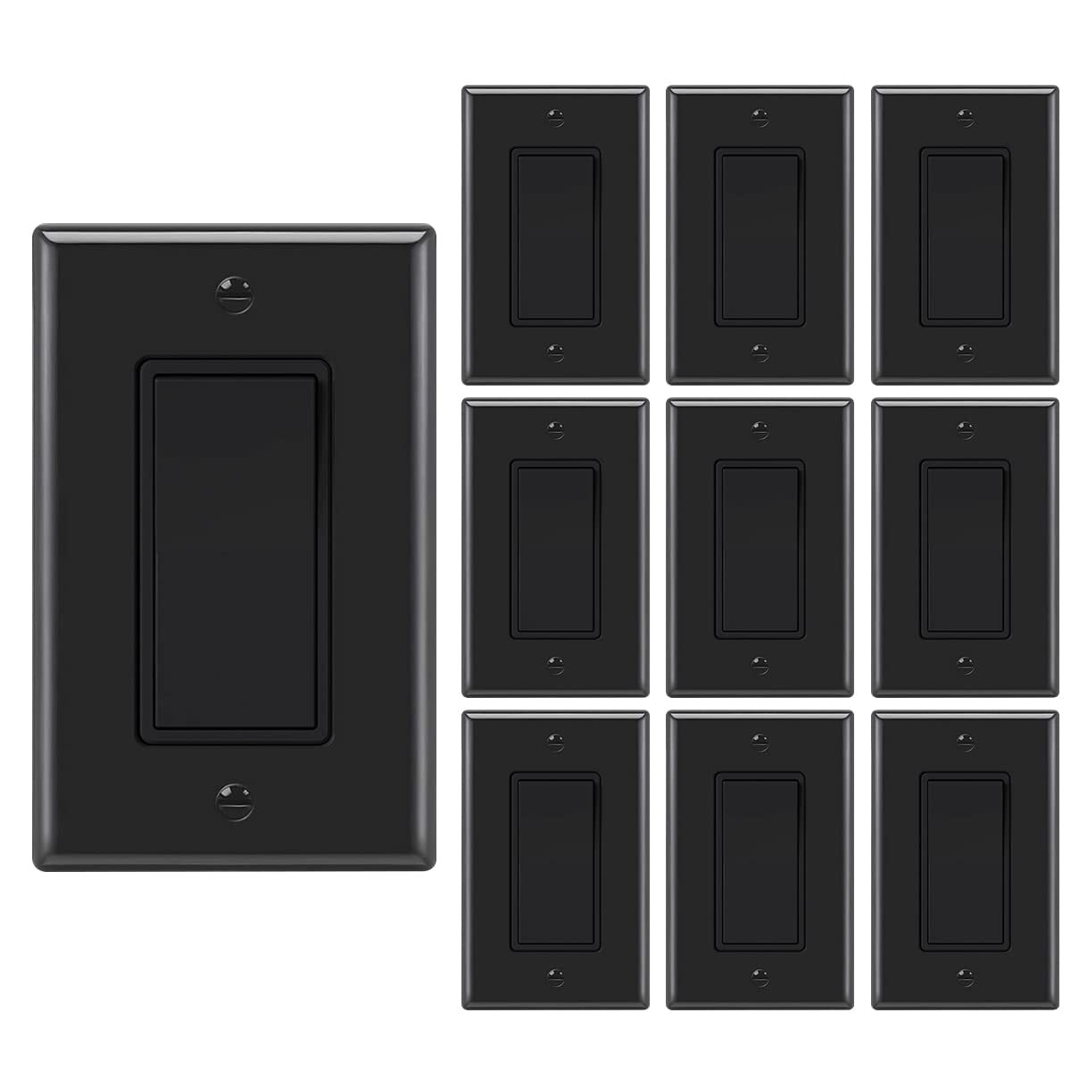 Decorator Paddle Rocker Light Switch ,15A,3 way/Single Pole ,10 Pack,UL Listed