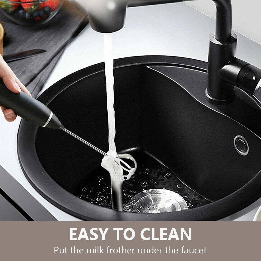 Electric Milk Frother Double Whisk Handheld Coffee Foam Mixer USB Rechargeable