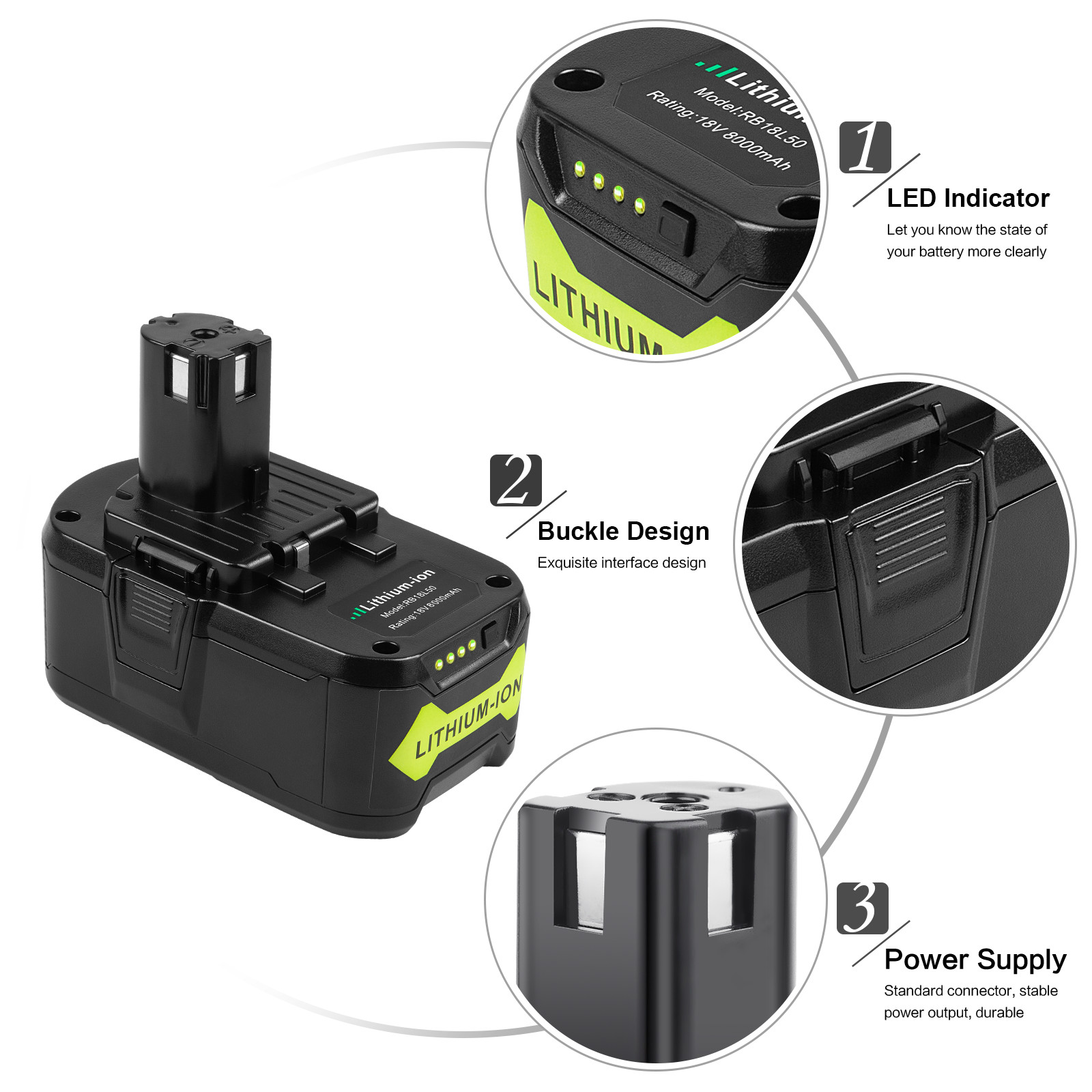 12.0Ah 8.0Ah Battery For RYOBI 18V High Capacity Li-Ion One+ Plus 18/40V Charger