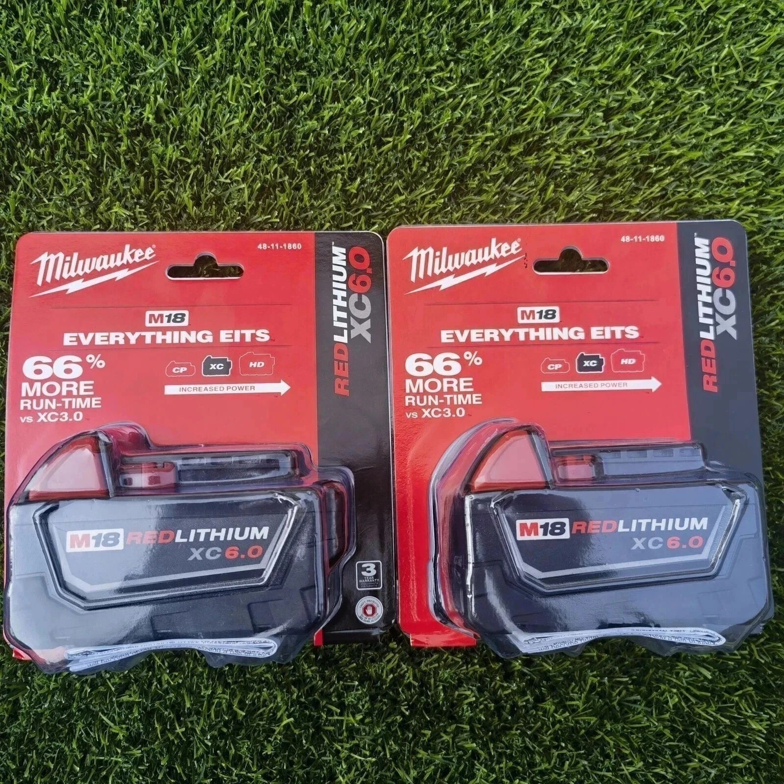 2 Pack New Milwaukee 48-11-1860 M18 HIGH OUTPUT 18V 8Ah XC8.0 Cordless Battery