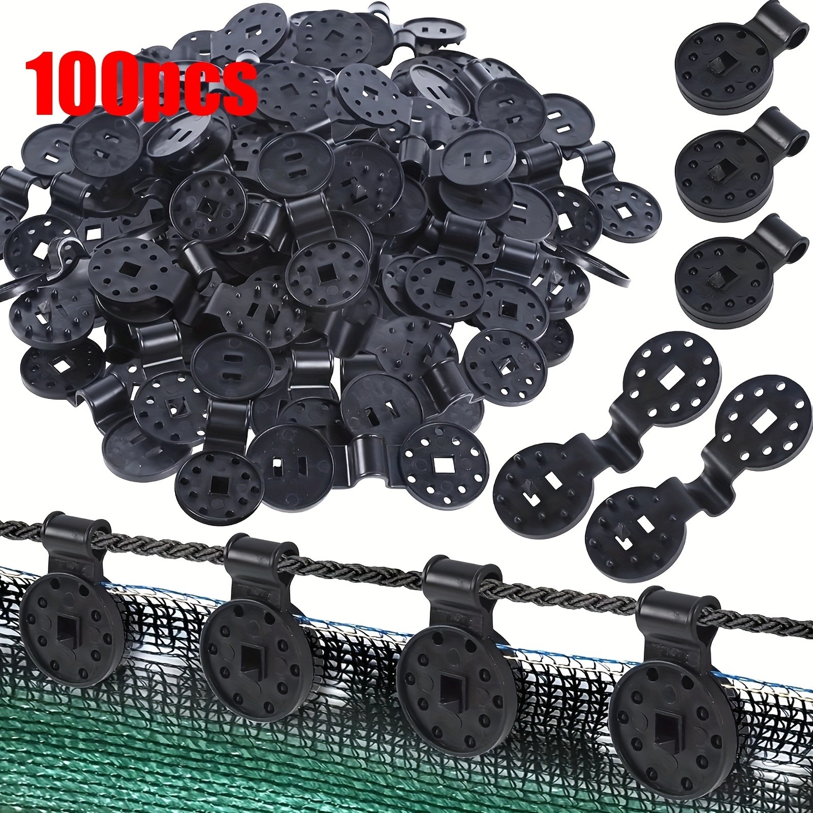 100PCS Black Plastic Net Clips – For Shade Cloth & Garden Netting Fixing