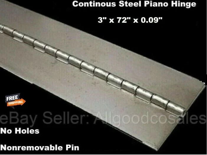 Weldable Piano Hinge 3″ x 72 Inch No Holes Steel Finish 0.09″ Continuous NEW