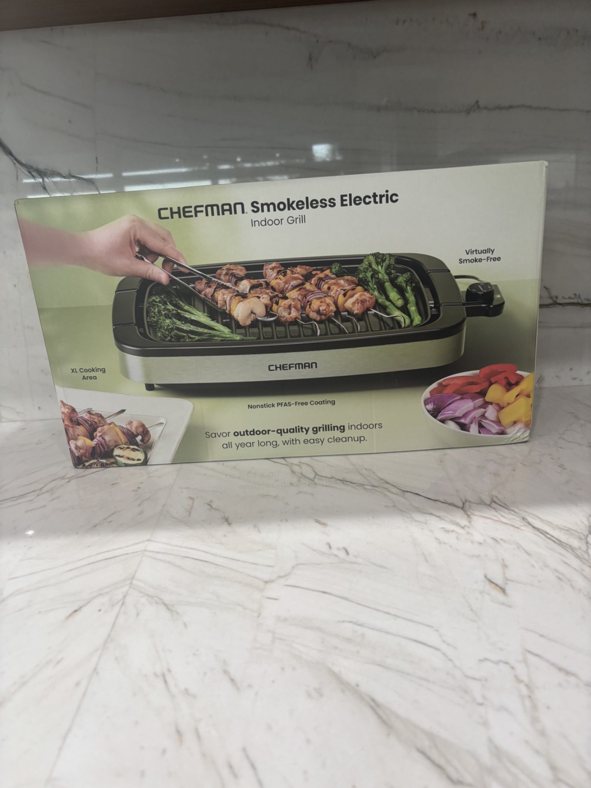 Chefman 6 Serving Electric Indoor Grill W/ Temperature Control Smokeless Stainl.