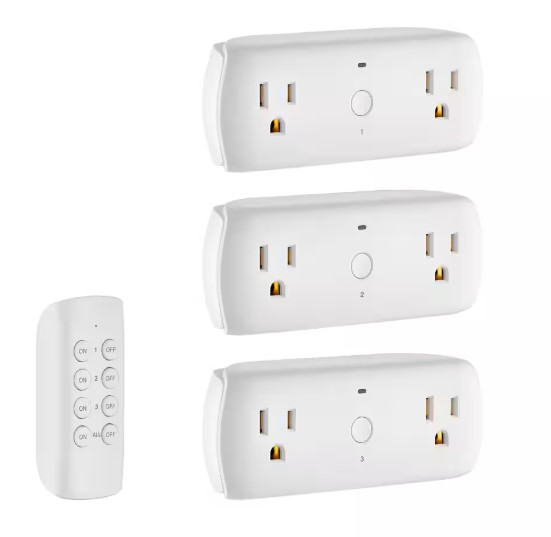 Commercial Electric Wireless Indoor Remote Control AC/DC Adapter, White(3-Pack)