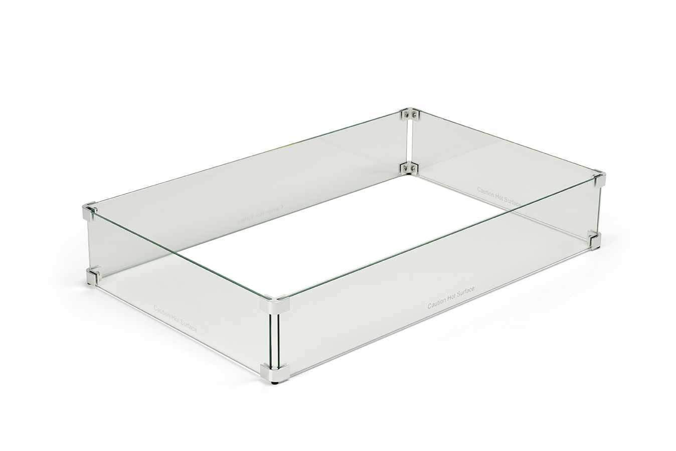 HPC Fire Rectangle Fire Pit Glass Wind Guard, 37in. x 19in.