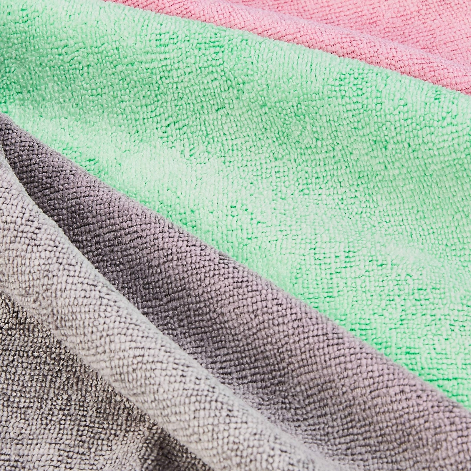 Amazon Basics Microfiber Cleaning Cloths, Ultra-Soft 24-Pack, Green/Gray/Pink