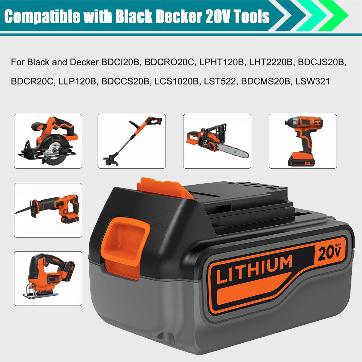 2X 8.0Ah 20Volt LB2X4020 Battery 20V MAX Lithium LBXR20 LBX20 for Black & Decker