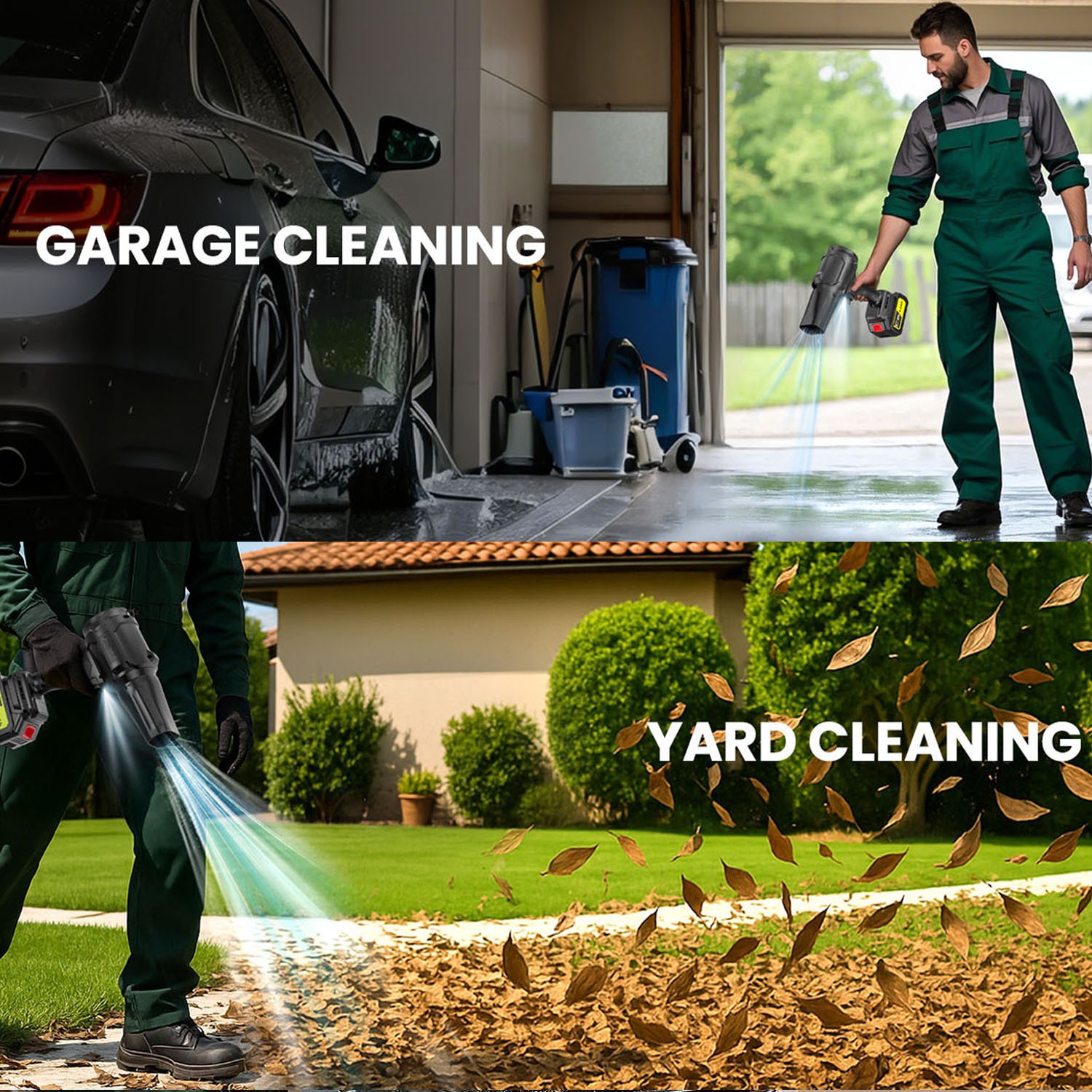 Powerful Electric Cordless Leaf Blower with 2 Batteries + Charger, 500,000 RPM