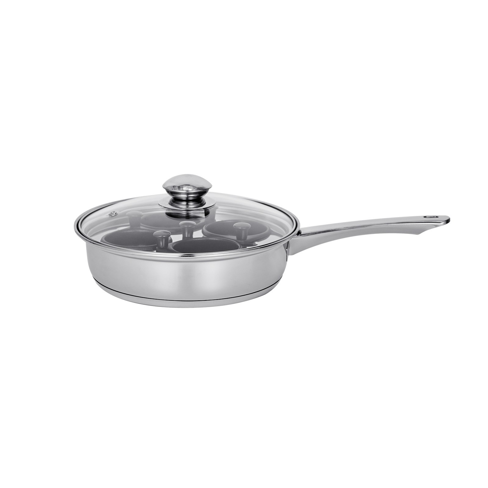 Uimoso 4-Cup Stainless Steel Egg Poacher Pan with Glass Lid Nonstick Egg Cups