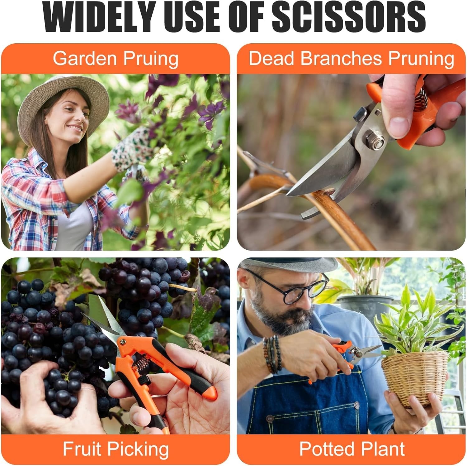 3 Pcs Garden Shears Stainless Steel Gardening Scissors Pruning Shears for Garden