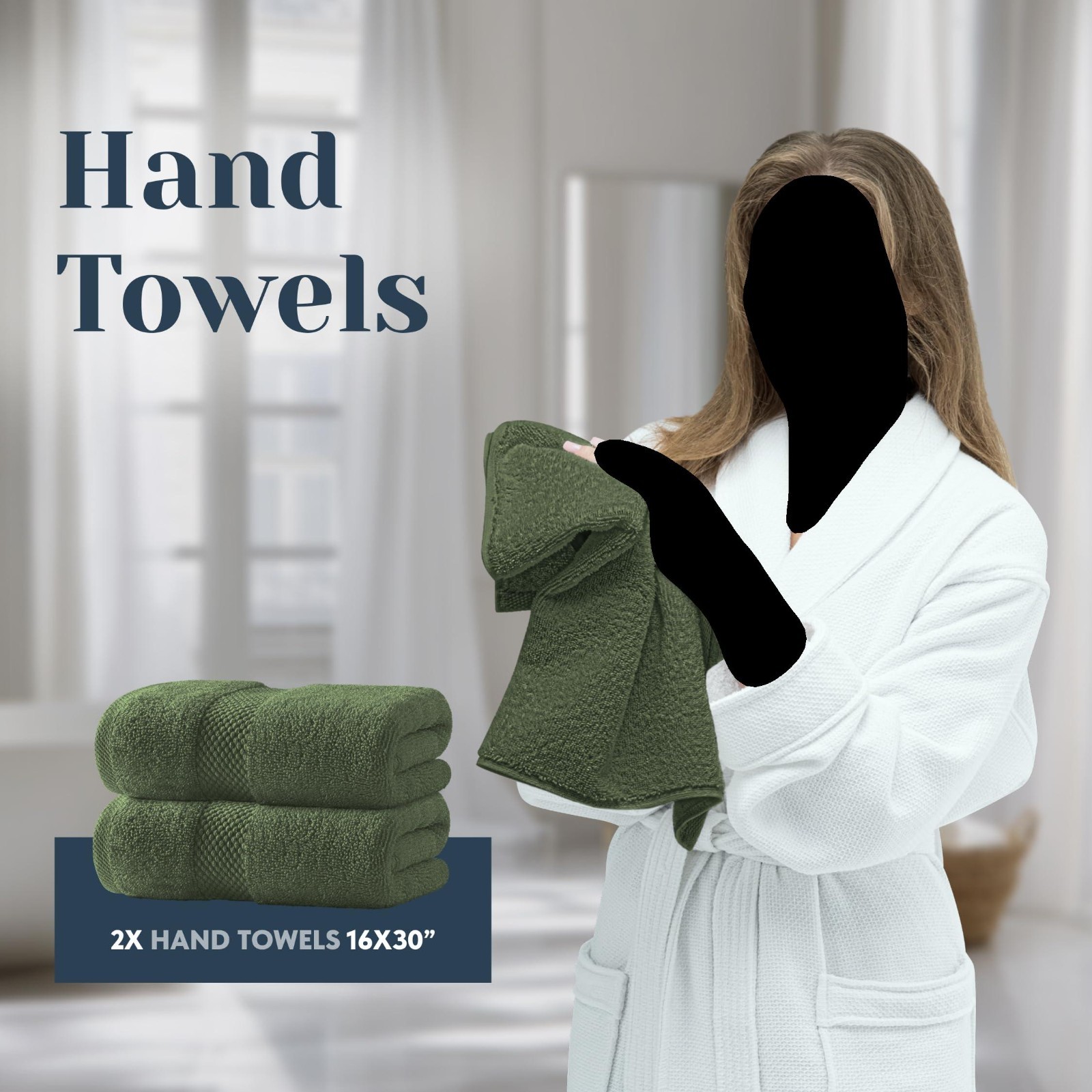 Luxury Sage Bath Towel Set – Hotel Soft Cotton 2/Bath 2/Hand 4/Wash – 8 Piece