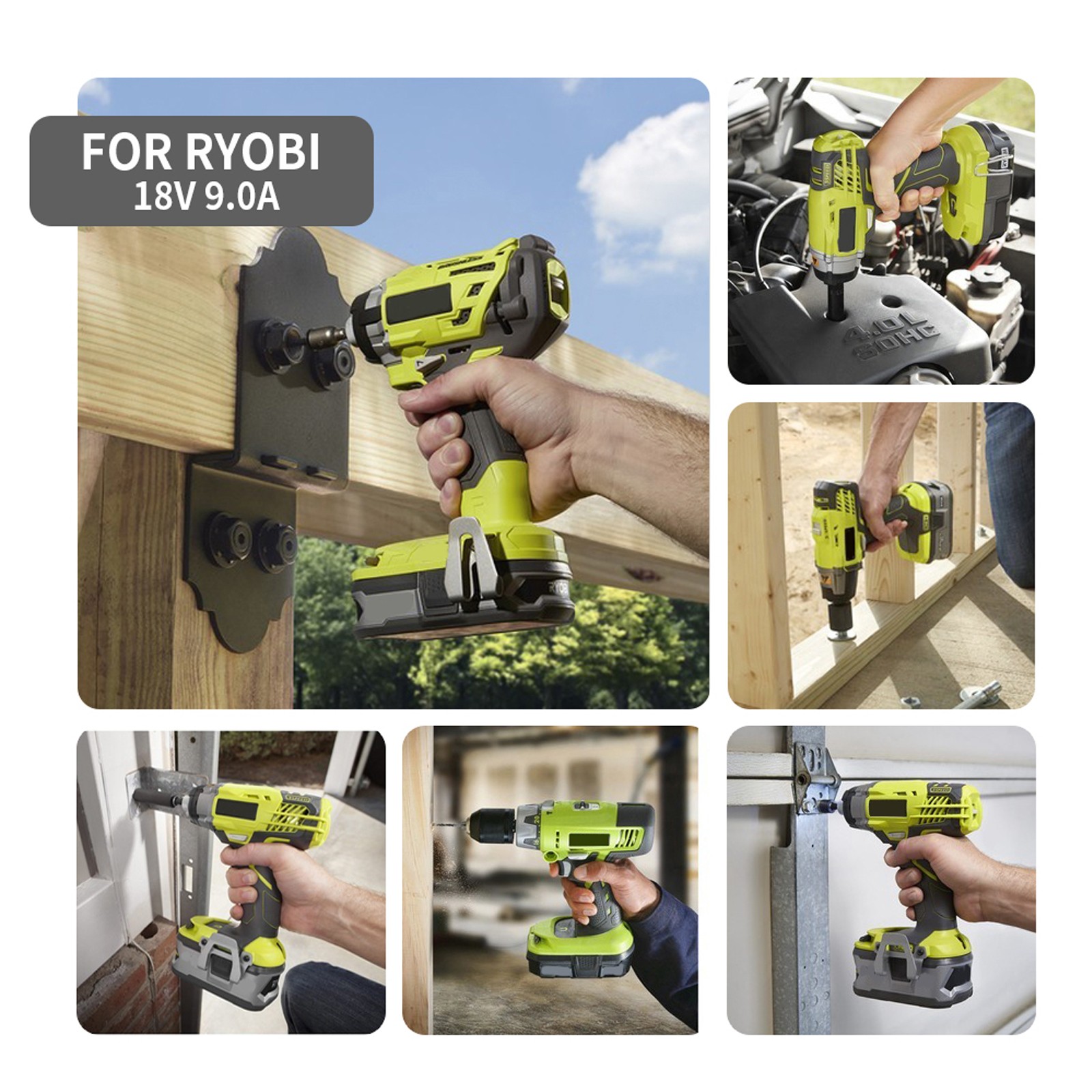 1~2 PACK 9.0Ah 6.0Ah 18V Lithium-Ion Battery For RYOBI 18Volt P108 P107 One Plus