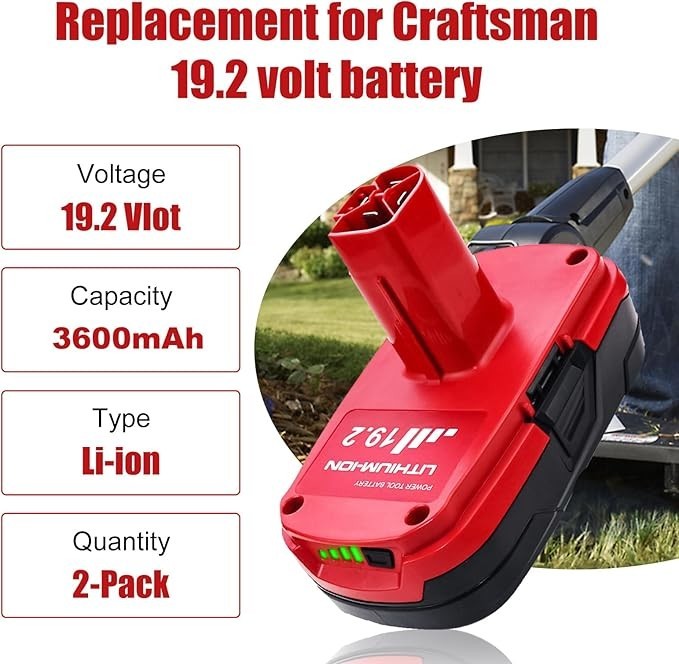 4000mAh 2-Pack C3 19.2V Lithium Battery for Craftsman 19.2 Volt Battery 1302790