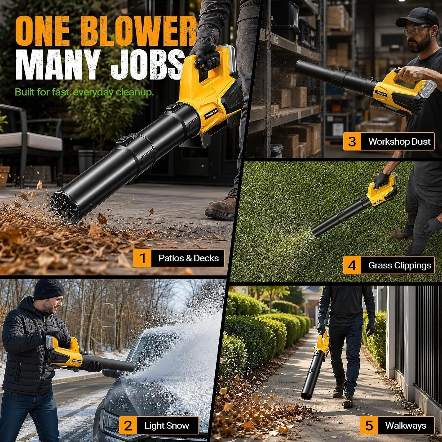 Cordless Leaf Blower for DEWALT 20V MAX Battery, 480 CFM / 130 MPH Brushless Dus