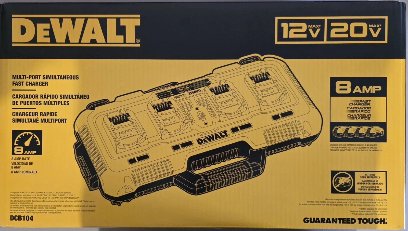 DEWALT DCB104 12V/20V MAX FlexVolt Multiport Fast Charger (OB)