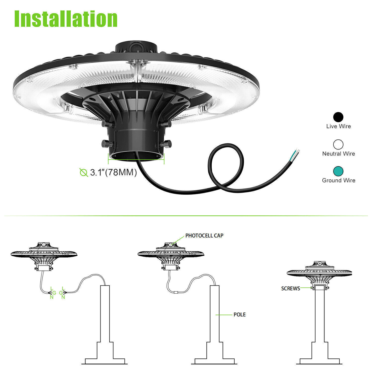 LED Post Top Area Light 80W/100W/120W/150W/200W Outdoor Parking Lot Street Lamp