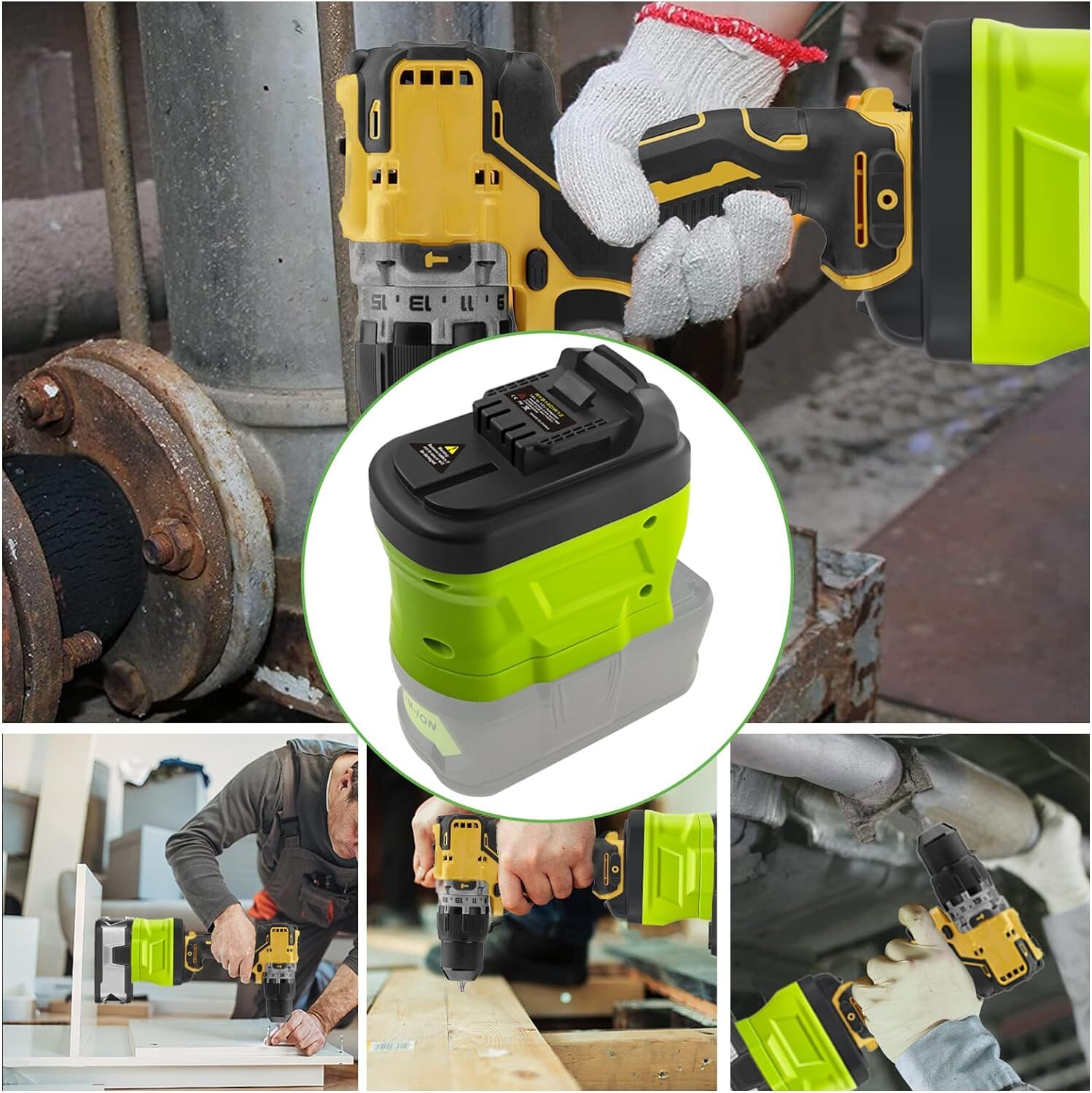 Battery Adapter for Ryobi 18V Li-ion Battery Convert to for Dewalt 12V Tool Use