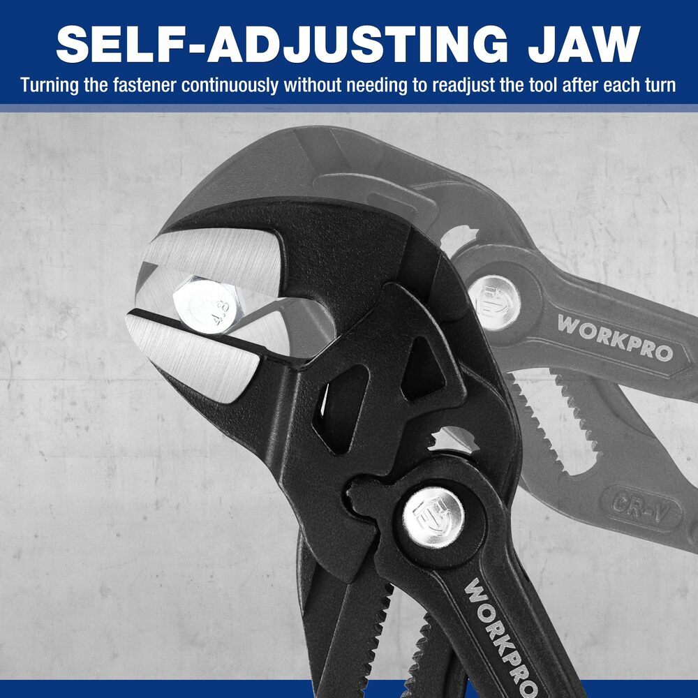 WORKPRO 10″ Plier Wrench Adjustable Parallel Smooth Jaw Pliers CR-V Construction
