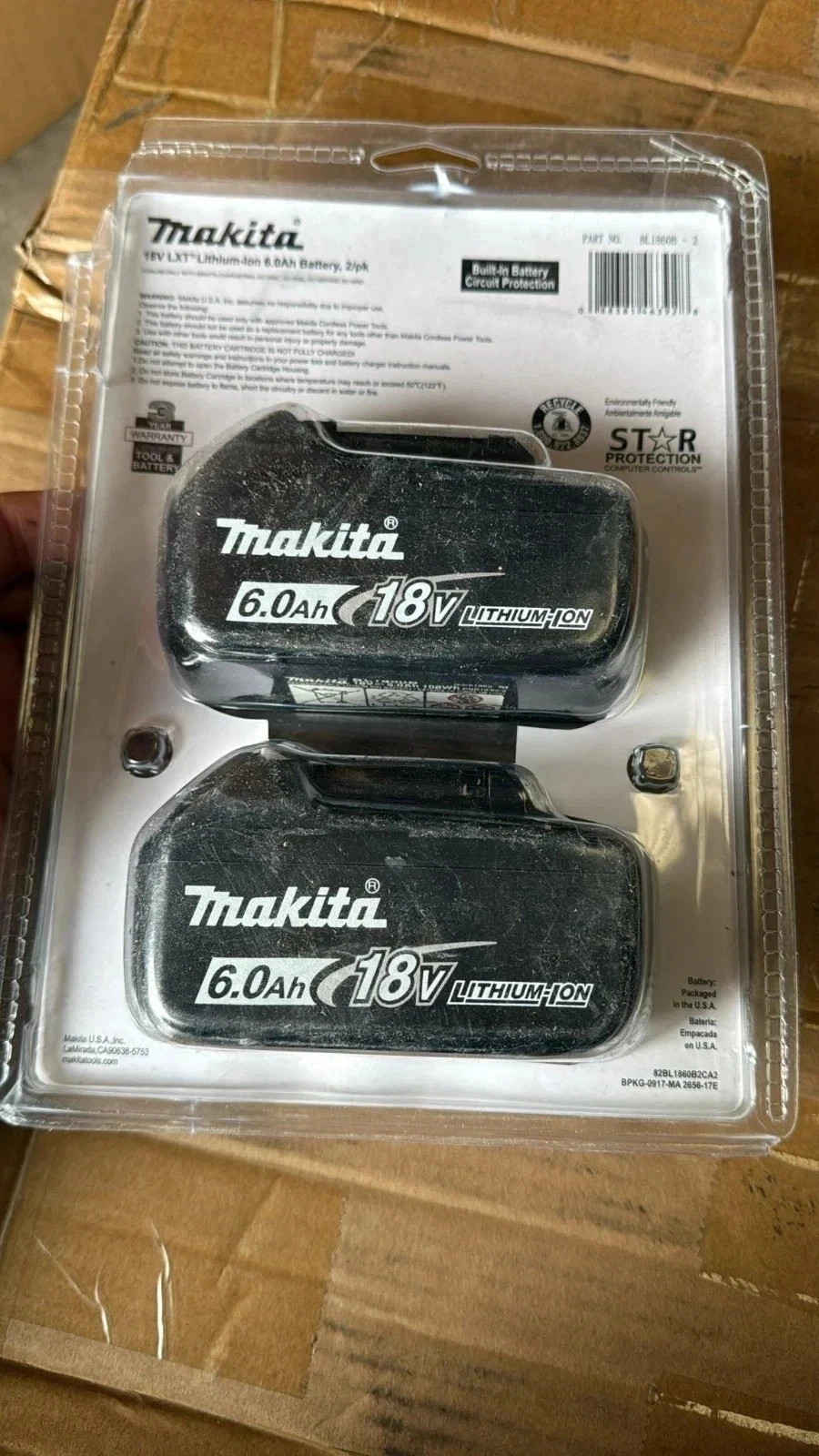 2 x Makita BL1860B-2 18V LXT Lithium-Ion 6.0 Ah Battery – NEW – USA SHIP