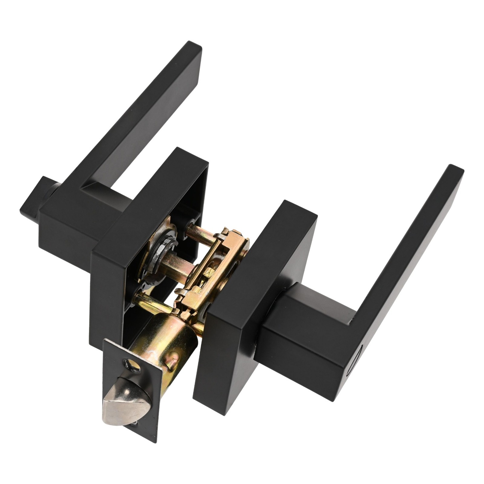 4x Universal Matte Black Square Door Lever Handle Privacy Passage Interior Lock