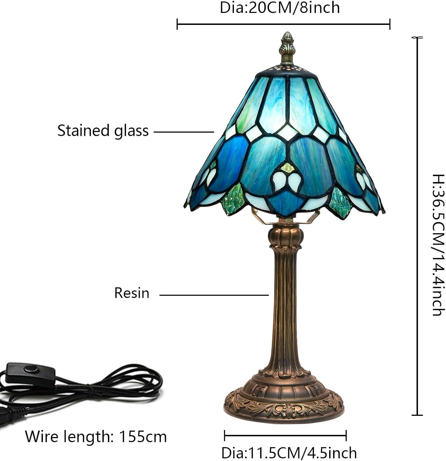 Tiffany Stained Glass Bedside Lamp – Cute Home Decor Gift for Any Room
