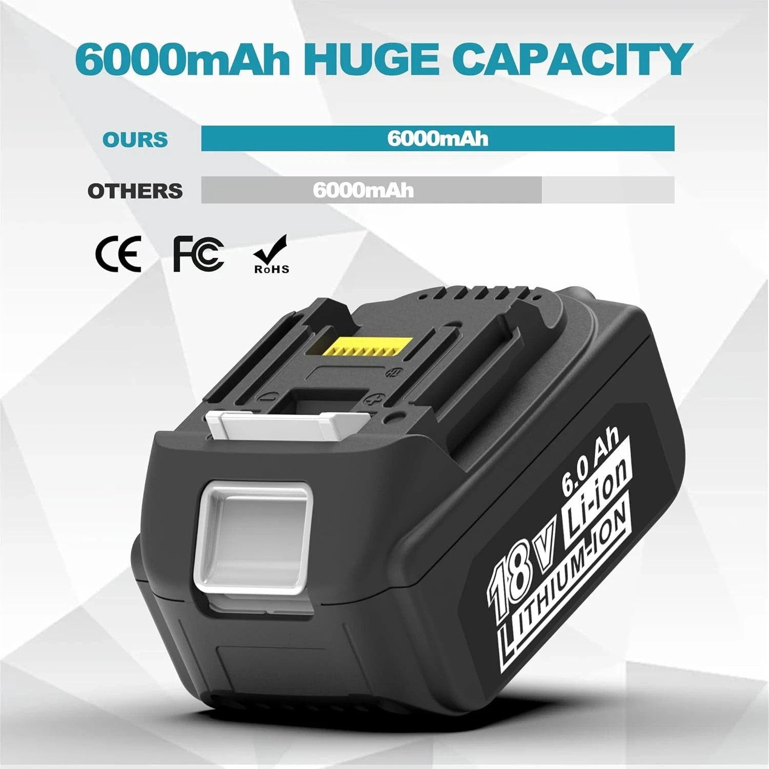 2 PACK BL1860B 6.0Ah 18V Lithium-Ion Battery For Makita BL1850B BL1840B BL1830B