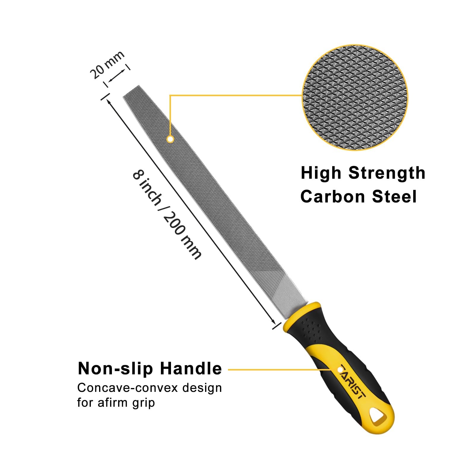 8 inch Flat Metal File, Professional Carbon Steel file, Tool Sharpener for Profe
