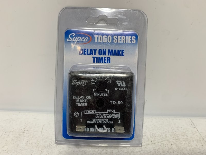 Supco TD69 Delay On Make Timer 19-250V AC/DC 1A 6 Sec-8 Min